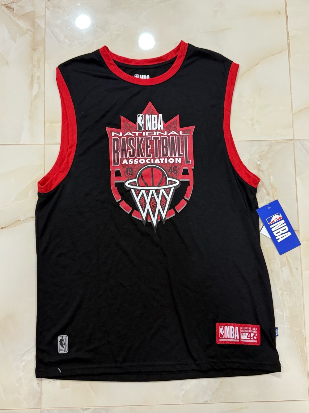 NBA Black and Red V-Neck Basketball Jersey Top